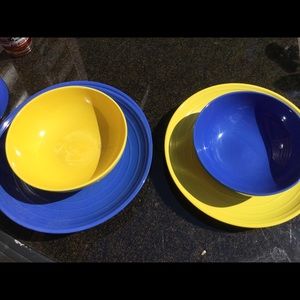 YELLOW & COBALT BLUE Thomson Pottery Yellow Coffee MUG  Stoneware